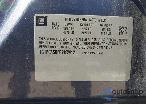 2014 Chevrolet Cruze 1Lt Auto from USA, damaged, VIN 1G1PC5SB6E7182912